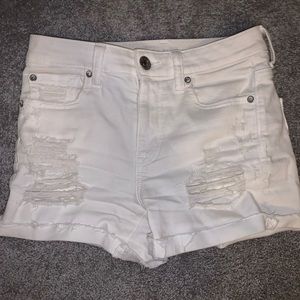 American Eagle white distressed denim shorts
